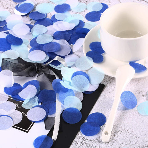 TecUnite Round Tissue Paper Table Confetti Dots for Wedding Birthday Party Decoration, 1.76 oz(White Blue Confetti,2.5 cm)...