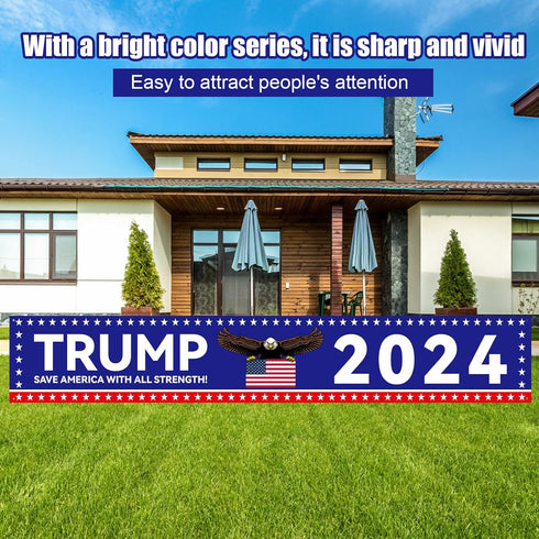 Trump Banner, 118.11x19.69 Inch Trump 2024 Banner Fence Large Trump Banners and Signs 2024 Save America with All Strength Banner Trump Flags Trump...