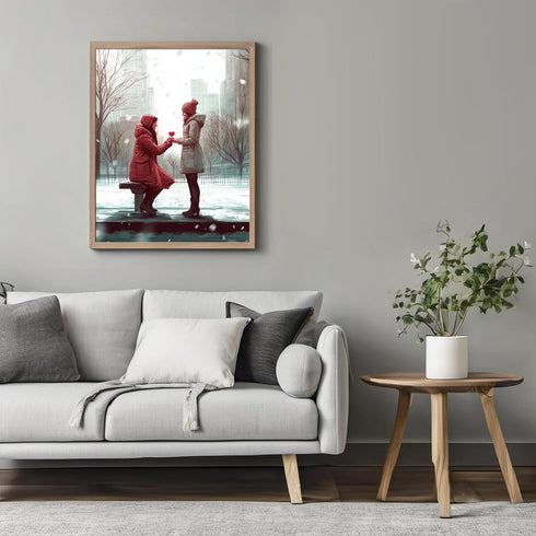 Posterizer 1 pcs-couple's exchanging love on snowy Valentine's day -4-Romantic Art-Holiday Poster Collection-Gift for Couples boyfriend girlfriend...