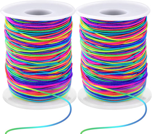 Elastic String Cord, Zealor 2 Roll 1 mm Elastic Thread Beading String Cord for Jewelry Making Bracelets Beading 100 Yards Each Roll (Rainbow)...