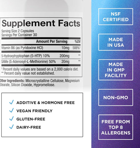 DR. EMIL NUTRITION 200 MG 5-HTP Plus with SAM-e to Maintain Normal Healthy Sleep and Create a Sense of Wellbeing - 5HTP Supplement with Vitamin B6...
