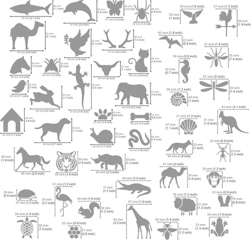 Aleks Melnyk No.43 Metal Stencils, Small Animals, Woodland, Pets, Cat, Dog, Fox, Lizard, Sea Ocean Animals, Kit 3 PCS, Templates for Wood Burning,...