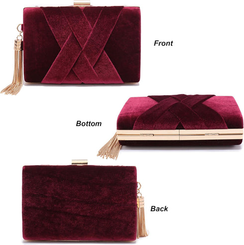 CARIEDO Women's Evening Big Handbag Clutch Velvet Fabric Bridal Purse for Wedding Prom Night Out Party...