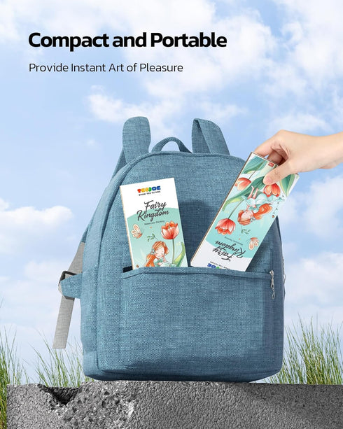 TECJOE Paint with Water Coloring Books with 20 Unique Fairy Tales, Pocket Watercolor Painting Book with 2 Brushes, Travel Art Activities for Kids,...