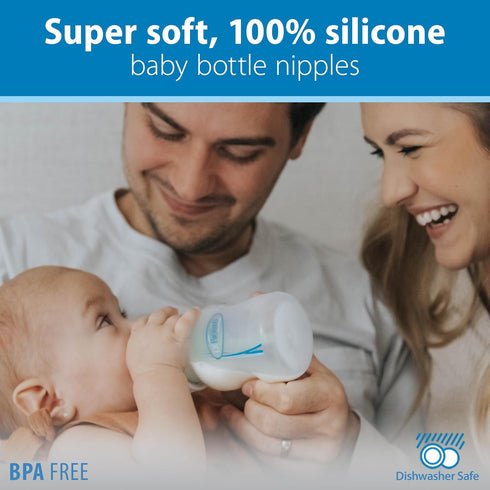 Dr. Brown's Natural Flow Level 3 Wide-Neck Baby Bottle Silicone Nipple, Medium-Fast Flow, 6m+. 100% Silicone Bottle Nipple, 6 Count (Pack of 1)...