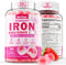 Vegan Iron Filled Gummies for Women, Non Constipating High Absorption 26mg Gentle Bisglycinate Iron w/Vitamin C, Folate, Beet Root, B12 for Iron D...