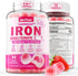 Vegan Iron Filled Gummies for Women, Non Constipating High Absorption 26mg Gentle Bisglycinate Iron w/Vitamin C, Folate, Beet Root, B12 for Iron D...