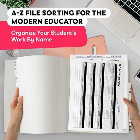 Alphabetical File Organizer - File Sorter - A-Z Accordion File Organizer - A-Z File Organizer - Alphabetical File Dividers - Filing Organizer - (2...