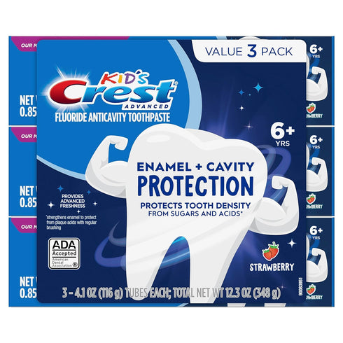 Crest Kids Advanced Toothpaste Enamel + Cavity Protection with Fluoride for Anticavity, 4.1oz (Pack of 3)...