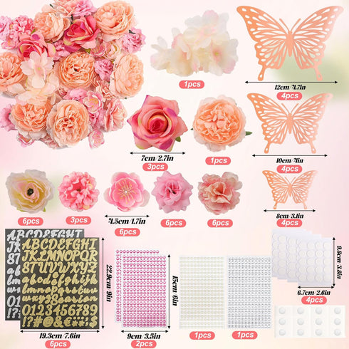 ywevyezc 58Pcs Graduation Cap Decoration kit Grad Cap Decoration Graduation Cap Faux Flowers 3D Butterfly Stickers Rhinestones Stickers kit for Gr...