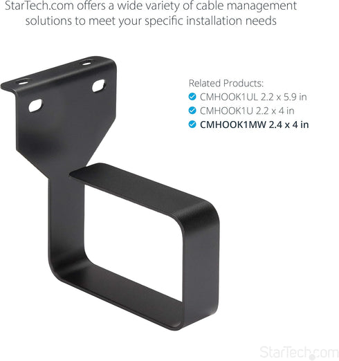 StarTech.com 2.4 x 3.9in Vertical Cable Management D Ring - 1.5U Metal D-Ring Hooks - Wire Organizer for 2 or 4-Post Network/Server Racks (CMHOOKM...