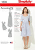 Simplicity 1800 Women's Open Neckline Dress Sewing Patterns, Sizes 20W-28W...