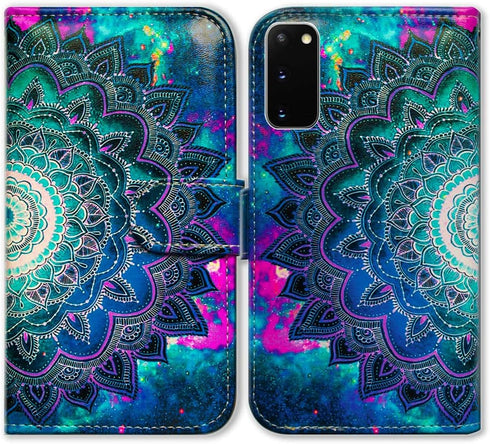 Case for Galaxy S20 5G, Mandala Flower Space Leather Flip Case Wallet Cover with Card Slot Holder Kickstand for Samsung Galaxy S20 5G...