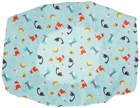 Dinosaurs Deluxe Flannel Changing Pad Cover - Dinosaurs Scatter Print Cotton Flannel, Blue, Orange, Red, Green, Fully Elasticized, 6 in Deep Pocke...