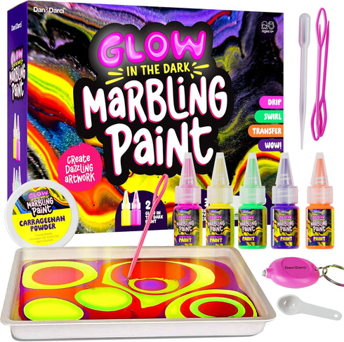 Glow in The Dark Marble Paint Kit for Kids - Water Marbling Painting Art Set for Boys & Girls Ages 6, 7, 8, 9, 10, 11, 12 Year Old - Kid Crafts Bi...