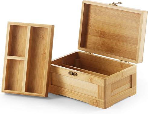 Wooden Stash Box with Rolling Tray Stash Box Combo to Organise your Herbs and Accessories - Rolling Kit with Removable divider - Large stash box a...