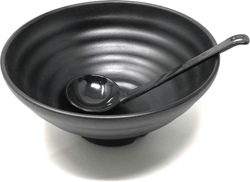 ASIAN HOME Black Melamine Japanese Long Handle Spoons for Ramen, Soup, Hot Pot Eating, Mixing, Stirring 8.25 Inches (2 Spoons)...