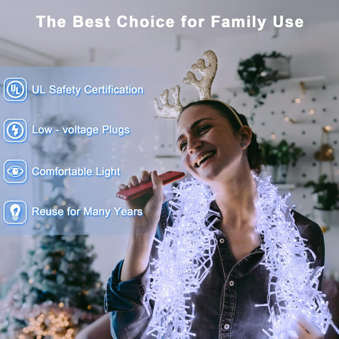 180 LED 59ft Christmas String Lights Indoor Outdoor, 8 Modes Christmas Fairy Lights with Timer & Momory, IP44 Waterproof Christmas Tree Lights for...