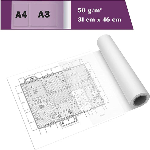 White Tracing Paper Roll 16 inch x 164 feet - 50 g/m² Sewing Pattern Paper for Ink, Pencil & Markers - Trace Paper for Sewing&Dressmaking - Sketch...