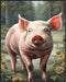 Posterizer 1 pcs- A pig in the middle of jungle with yellow flowers-Art for Animal Lovers-Landscape & Nature- Gift for Men Women Teens-Decor for B...