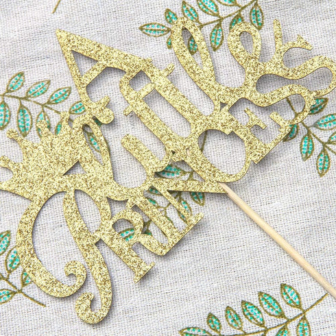 A Little Princess with Crown Cake Topper Gold Glitter Baby Birthday Party - Baby Shower, Gender Reveal Party Decoration...