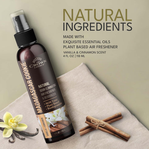 Air Freshener Spray for Home - Natural Vanilla & Cinnamon Oil Spray - Home Essentials Non Toxic Deodorizer for Home, Laundry, Toilet, Lounge,Cabin...