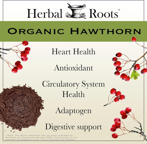 Herbal Roots Organic Hawthorn Berry Capsules | Extra Strength 1,200mg per Serving | 60 Vegan Capsules...