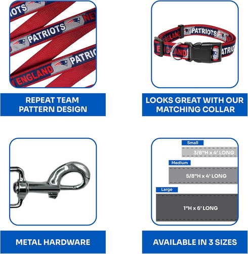 NFL PET Leash New England Patriots Dog Leash, Medium Football Team Leash for Dogs & Cats. A Shiny & Colorful Cat Leash & Dog Leash Licensed by The...