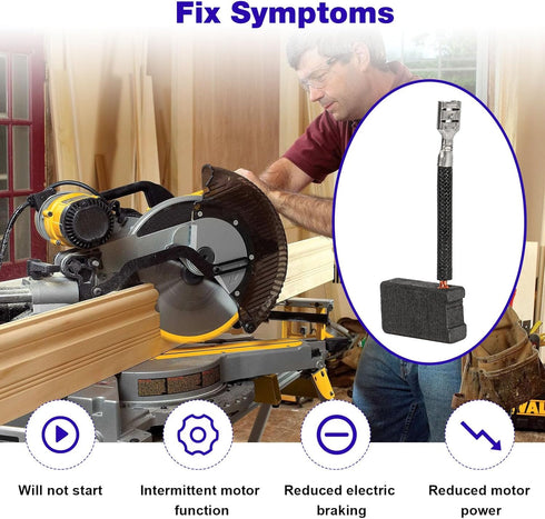 4Packs 381028-02 381028-08 Carbon Brushes Compatible with Dewalt Electric Power Tools DW368,DW702,DW703,DW706E,DW708,DW715,DW716,DW717,DW718,DWS78...