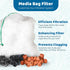 SunGrow Media Filter Bags, 10 White Mesh Nylon Pouch with Green String for Holding Aquarium Media, 8 x 5.5 - Inches...