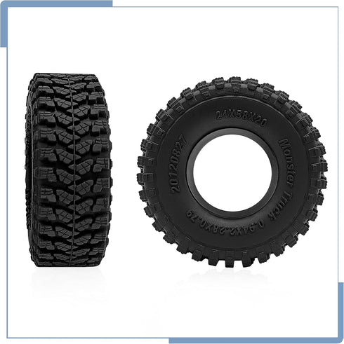 Soft Rubber RC 1.0 Tires 58MM with Foam Insert 4PCS for 1/18 TRX4M Upgrades 1/24 SCX24 Tires...