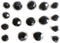 16 Jet Glass Black Buttons Faceted Set Black Ball Buttons for,Blouses, Shirts Etc...