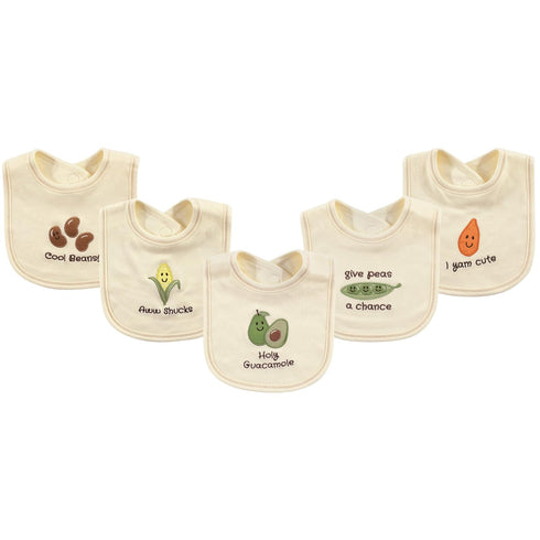 Touched by Nature Unisex Baby Organic Cotton Bibs, Guacamole, One Size...