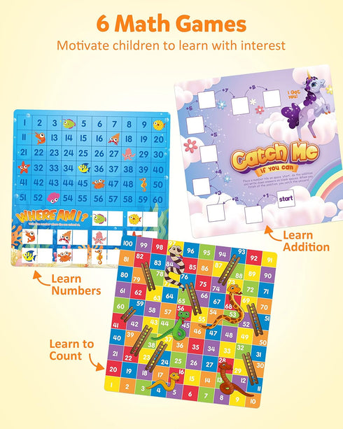 Coogam Wooden Math Hundred Board 1-100 Numbers Learning Educational Toys Colorful Montessori Counting Board Game for Preschool 3 4 5 Year Old Boys...