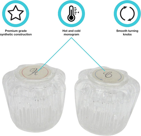 Dura Faucet DF-RKA RV Replacement Hot and Cold Crystal Acrylic Faucet Knobs for Faucet...
