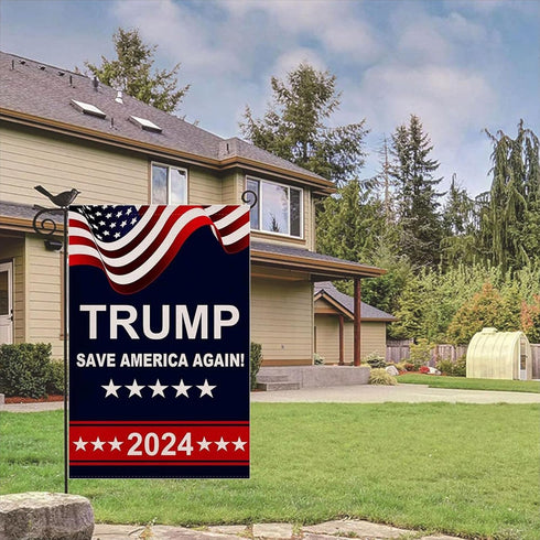 Trump 2024 Garden Flags for Outside,2pcs Trump 2024 Flags,Trump 2024 Yard Sign,Support Trump 2024 Flag,Save USA Again Flags Outdoor Flags 12 * 18 ...