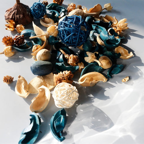 Qingbei Rina Summer Potpourri Bags, Ocean Breeze Scented Potpourri Bowl Filler,Beach Coastal Blue Vase Filler,Home Fragrance Sachet of Petal,Bathr...