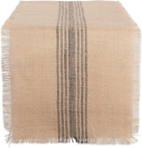 DII Jute Burlap Collection Kitchen Tabletop, Table Runner, 14x72, Middle Stripe Gray...