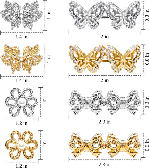 8 Sets Pant Waist Tightener,Adjustable Detachable Decorative Waist Buckles, Jeans Buttons for Loose Jeans,Crystal Pants Clips for Waist (Gold)...