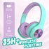PowerLocus PLED Kids Bluetooth Headphones, Kids Wireless Headphones with LED Lights, 74/85/94dB Safe Volume, Micro SD, AUX Cable, Hi-Fi Stereo, Bu...