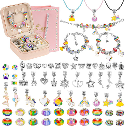 Hysagtek Bracelet Making Kit for Girls, Charm Bracelet Kit, 66 Pcs DIY Beads Jewelry Making Kit, Birthday Christmas Gifts Bracelet Making kit Arts...