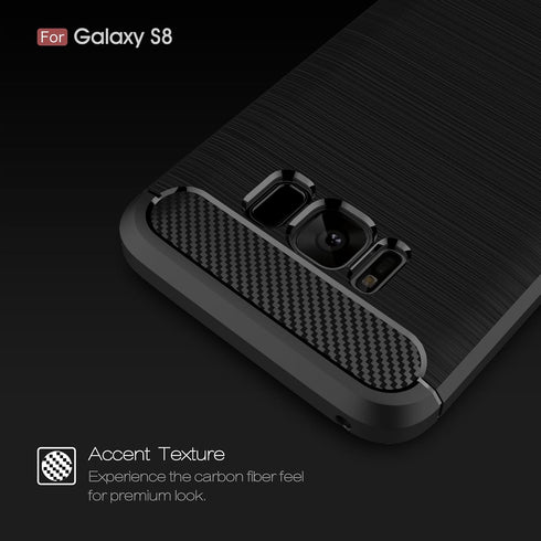 Compatible with Samsung Galaxy S8 Carbon Fiber Soft TPU Brushed Line Basic Phone Back Case Cover (Blue)...