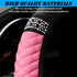 Soft Leather Car Steering Wheel Cover, Universal 15 Inch Colorful Rhinestones Anti-Slip Elastic Steering Wheel Covers for Most Cars, Sparkly Cryst...
