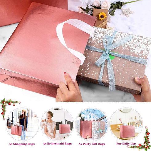 Set of 5 Glossy Reusable Grocery Bags Reusable Gift Bags with Handles Bachelorette Gift Bag Non-Woven Bridesmaid Bag for Women Birthday Wedding Pa...