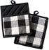 DII Buffalo Check Kitchen Collection, Classic Farmhouse Kitchen Set, Potholder, Black & White, 2 Piece...