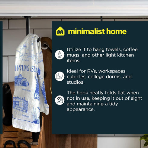 Banana Hanger - Under Cabinet Hook for Bananas or Other Lightweight Kitchen Items. Hook Folds-up When Not in Use. Self-adhesive and Pre-drilled Ho...