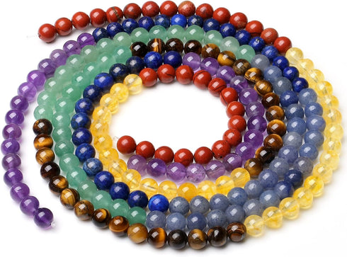 Chakra Crystals Beads 105pcs 6mm for Bracelet Jewelry Making Gemstones 2 Strand Round Spacer Loose Stones for Necklace DIY Christmas Gifts for Wom...