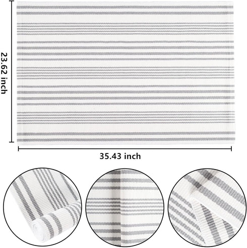 Grey and White Striped Doormat 24'' x 35'' Front Porch Rug Layered Door Mats Machine Washable Indoor Outdoor Rug for Front Porch Hand-Woven Entryw...