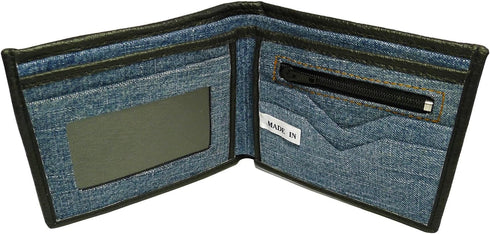 Unisex Blue Denim Small Billfold Purse Wallet...