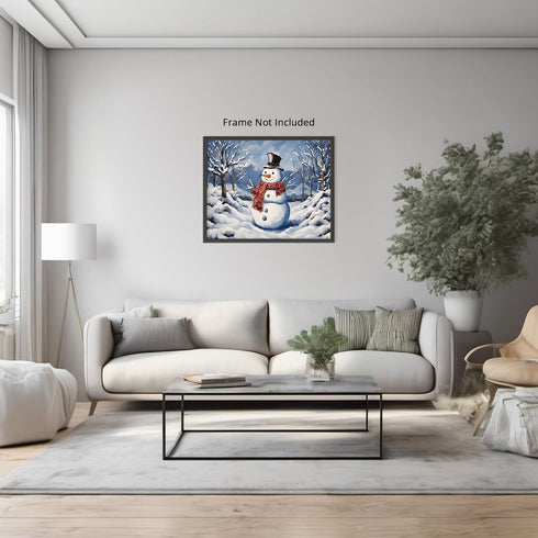 Posterizer 1 pcs-cute snowman in snowy wintery nature 3-Landscape & Nature Art-Holiday Poster Collection-Living Room Bedroom Decor- unframed wall ...